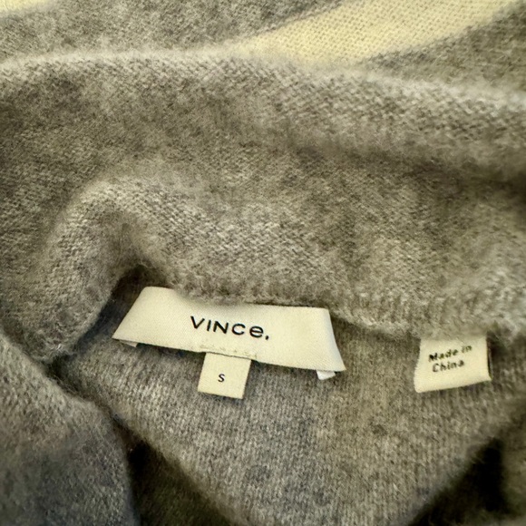 VINCE Plush Cashmere Breton Stripe Funnel Neck Sweater NWOT - Picture 14 of 16